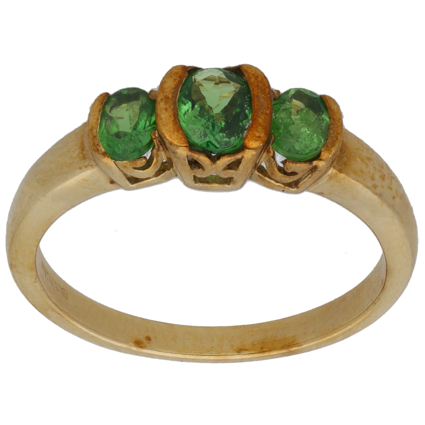 9ct Gold Garnet Trilogy Ring Size N