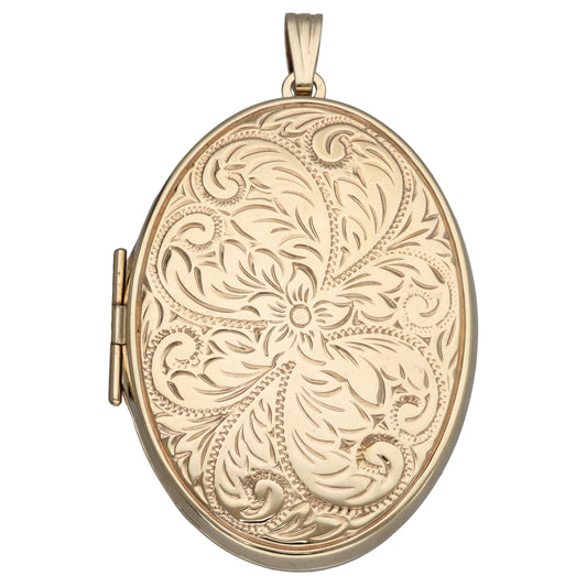 9ct Gold Patterned Locket Pendant