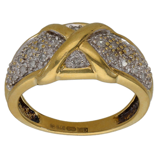 9ct Gold 0.16ct Diamond Dress/Cocktail Ring Size O