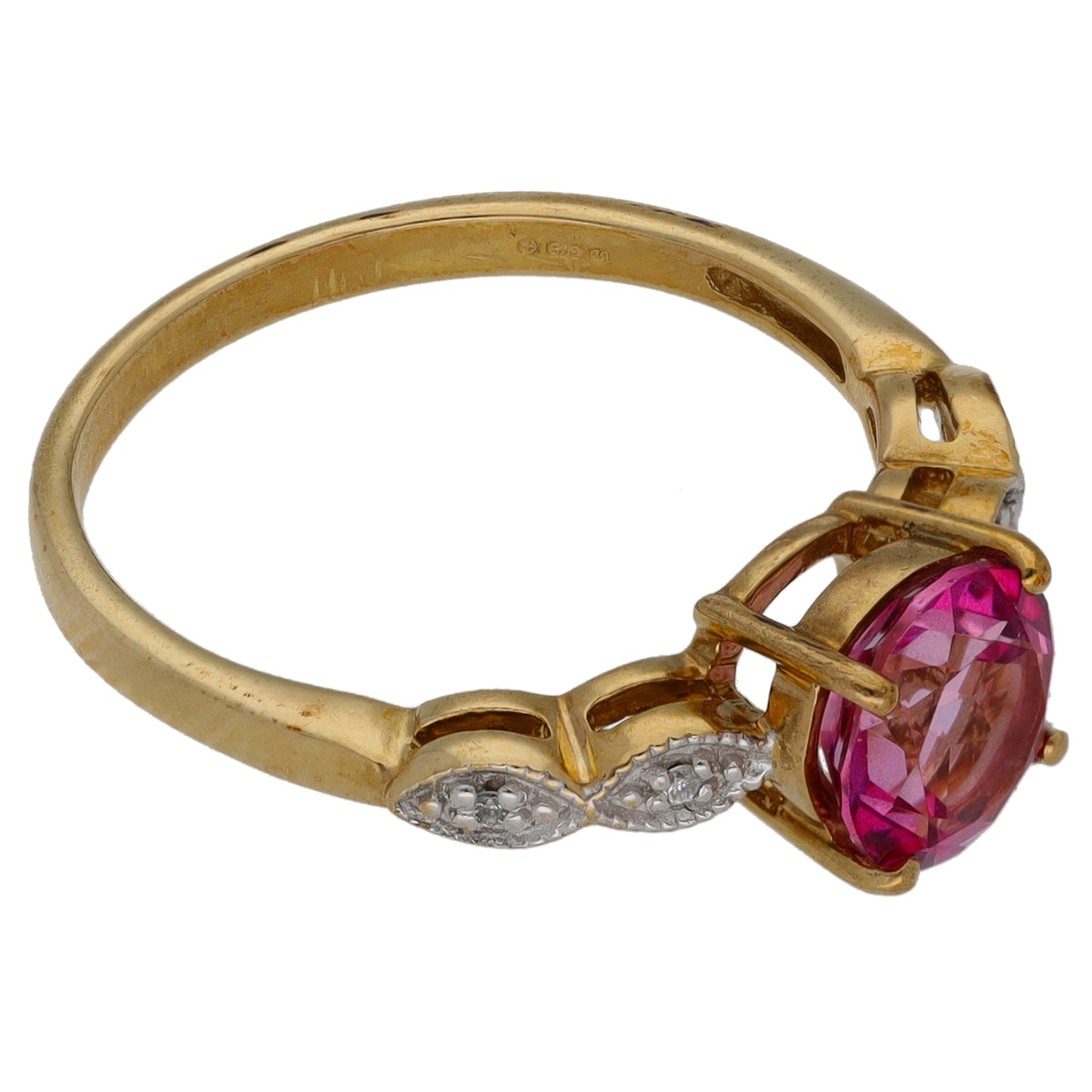 9ct Gold 0.02ct Diamond & Coated Topaz Dress/Cocktail Ring Size N