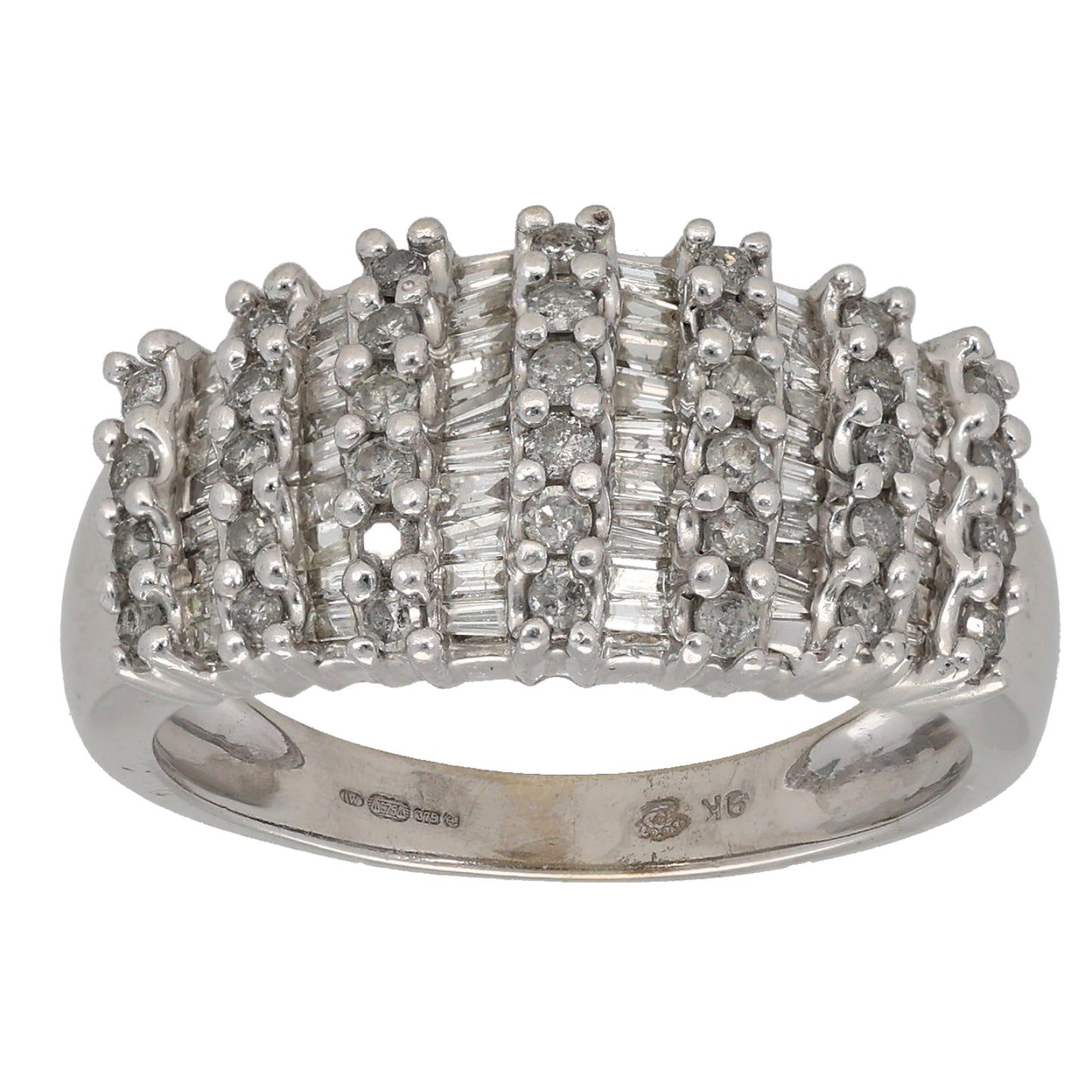 9ct White Gold 1.43ct Diamond Dress/Cocktail Ring Size P