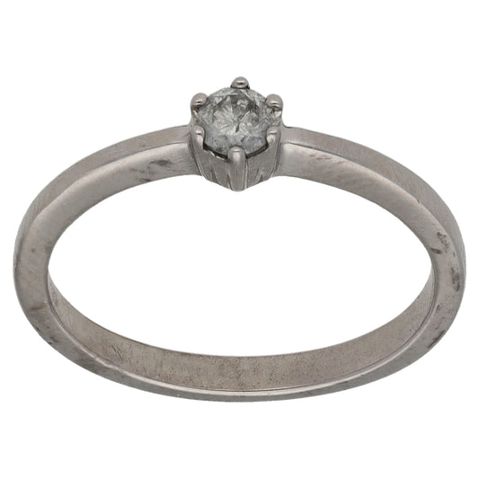 9ct White Gold 0.15ct Diamond Solitaire Ring Size L