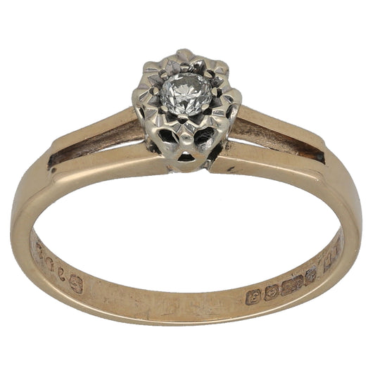 9ct Gold 0.07ct Diamond Solitaire Ring Size L
