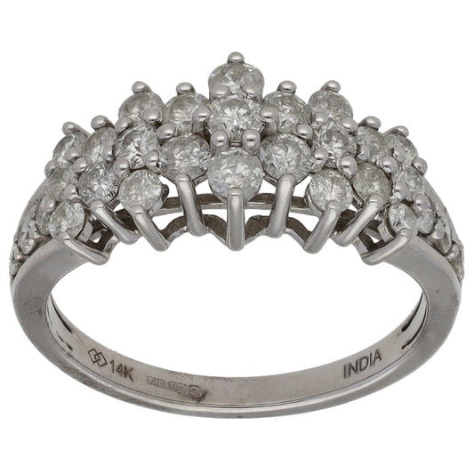 14ct White Gold 1.45ct Diamond Dress/Cocktail Ring Size P