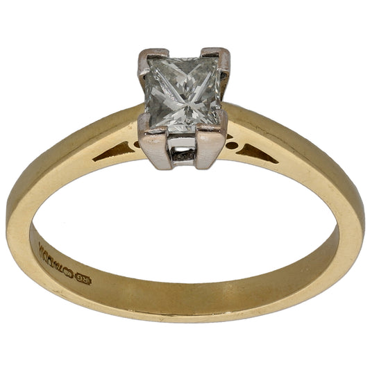 18ct Bicolour Gold 0.44ct Diamond Solitaire Ring Size L