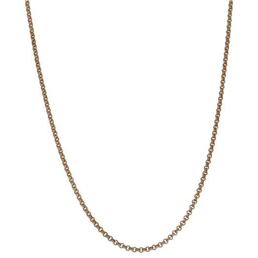 9ct gold belcher chain necklace, 20-inch link chain with polished finish