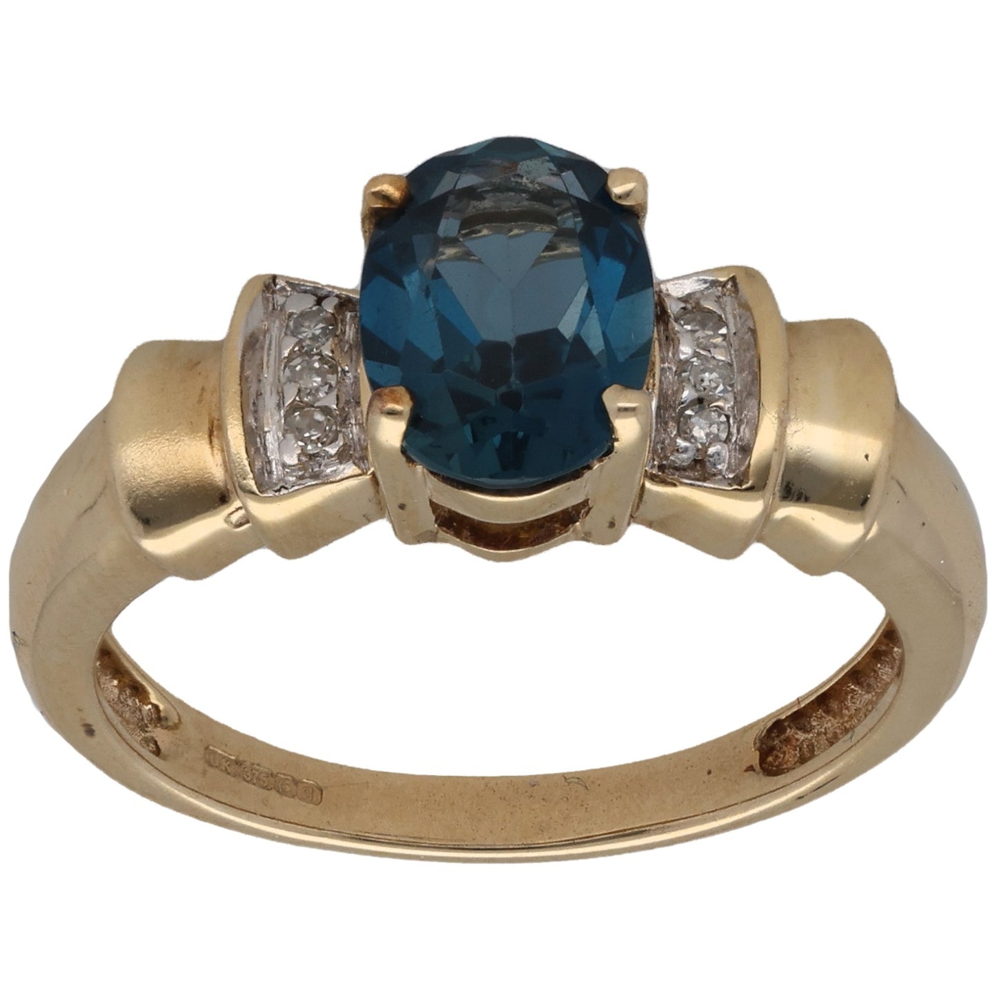 9ct Gold 0.06ct Diamond & Topaz Dress/Cocktail Ring Size N
