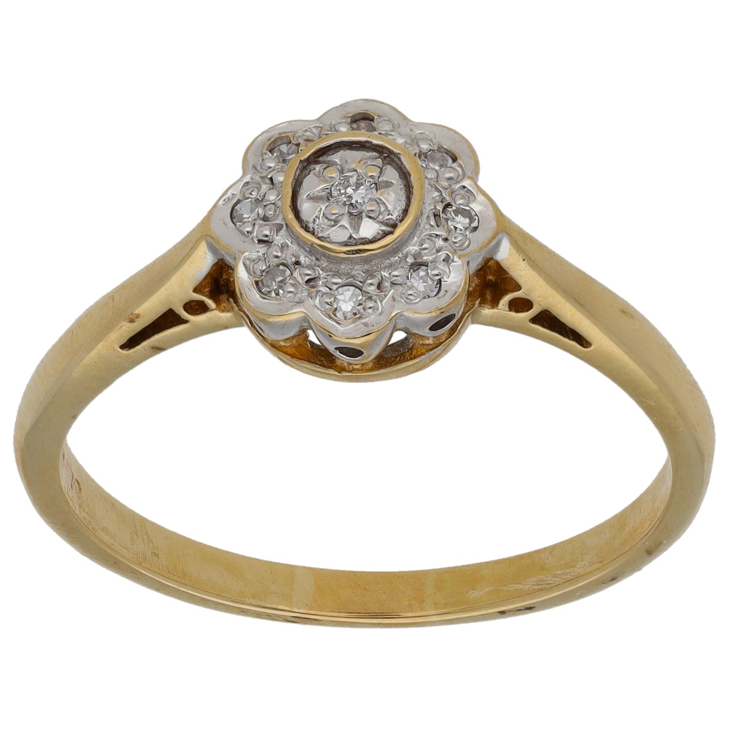 9ct Gold 0.045ct Diamond Cluster Ring Size Q