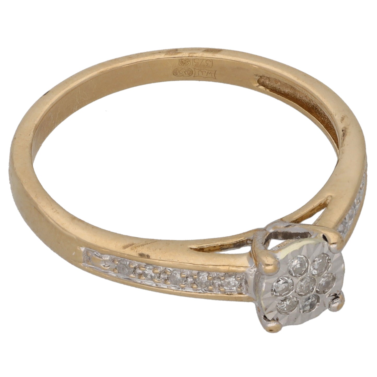 9ct Gold 0.085ct Diamond Cluster Ring Size L