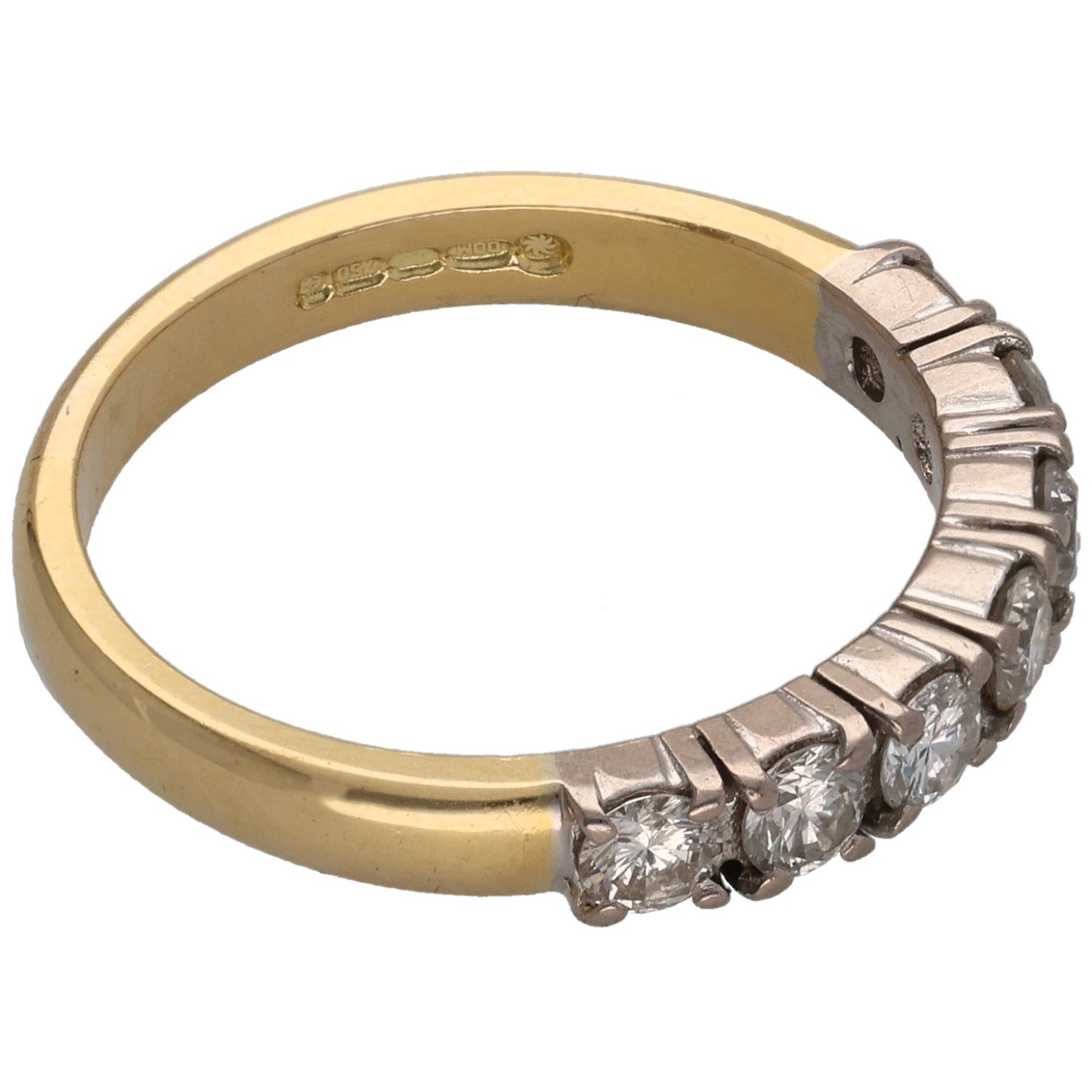 18ct Gold 0.70ct Diamond Half Eternity Ring Size P