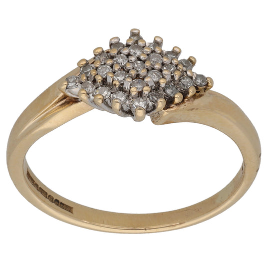 9ct Gold 0.15ct Diamond Cluster Ring Size L