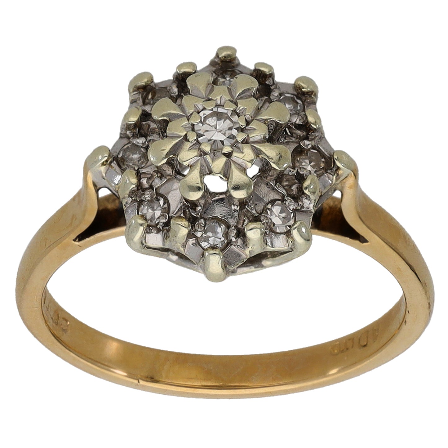 9ct Gold 0.21ct Diamond Cluster Ring Size L