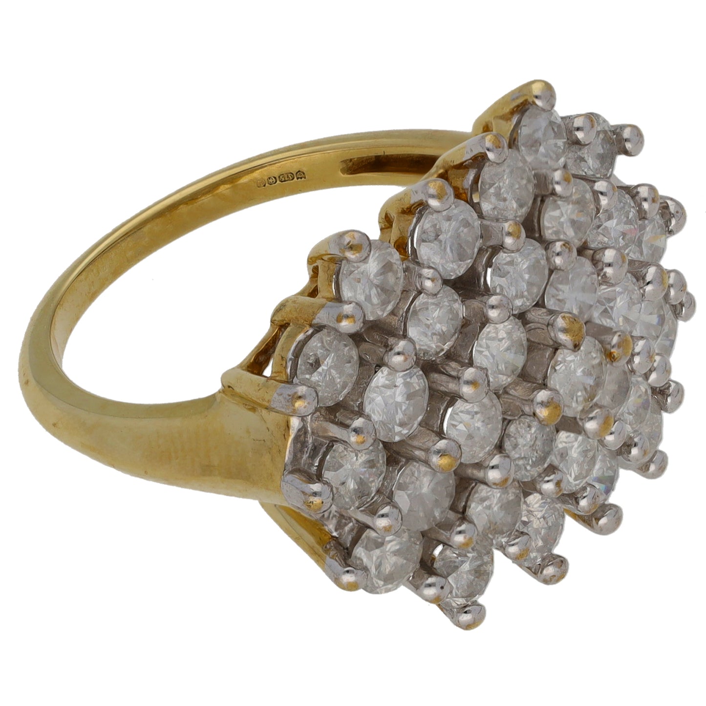 9ct Gold 2.17ct Diamond Cluster Ring Size Q
