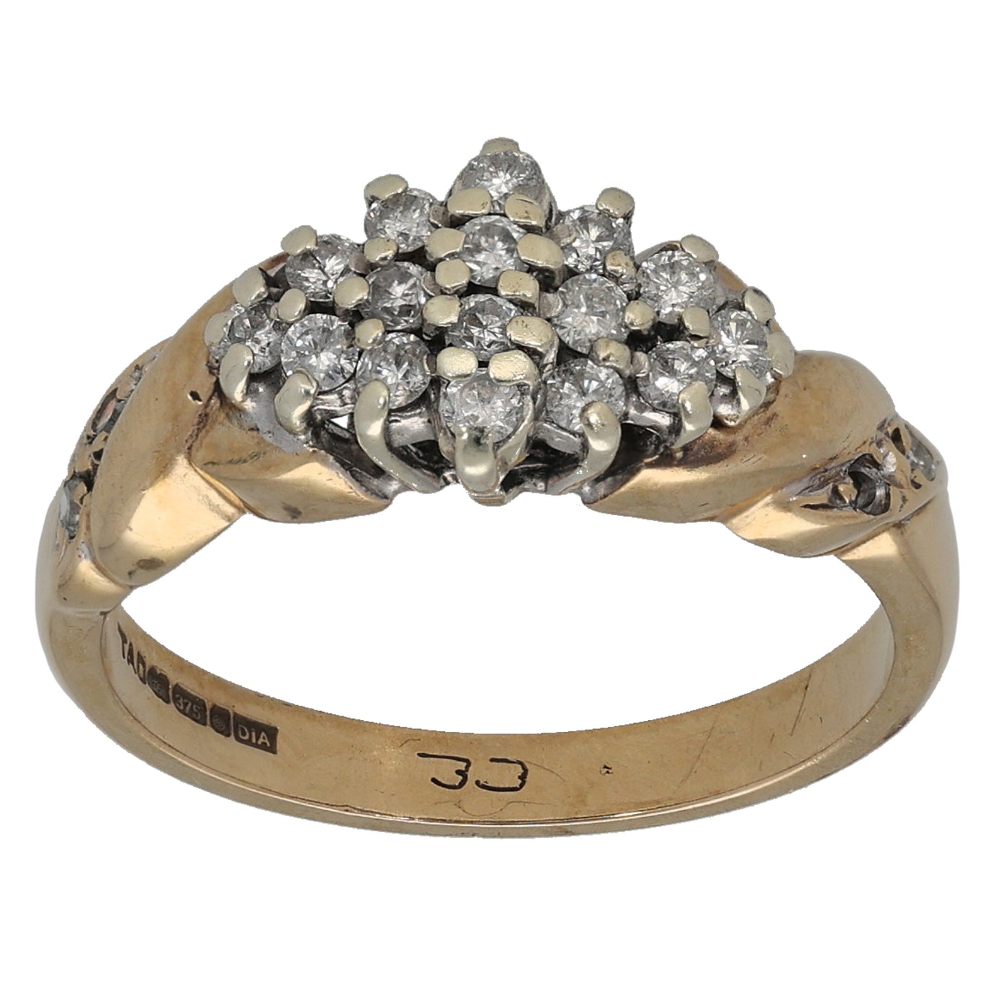 9ct Gold 0.32ct Diamond Cluster Ring Size M