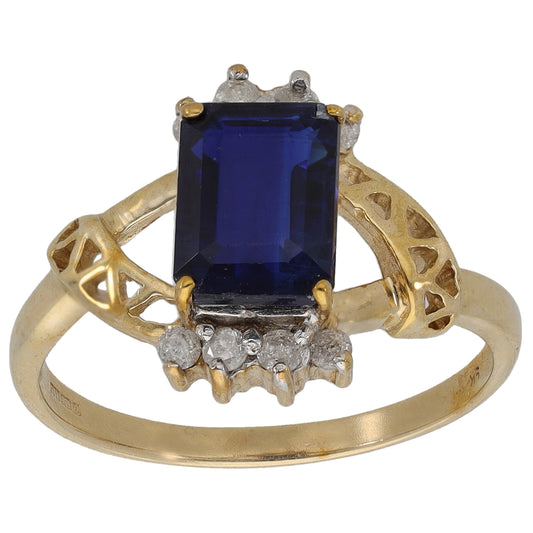 9ct Gold Kyanite & 0.16ct Diamond Dress/Cocktail Ring Size N