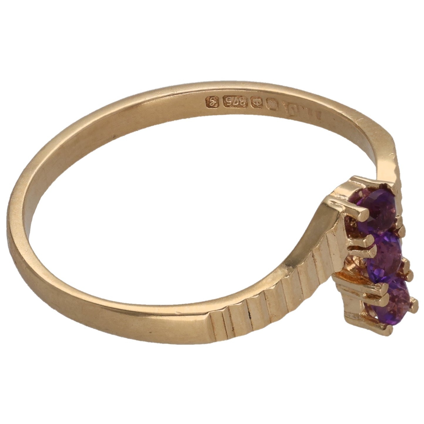 9ct Gold Amethyst Dress/Cocktail Ring Size R