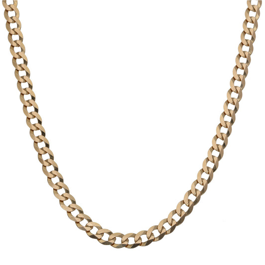 9ct gold curb chain, 20-inch, chunky interlocking link necklace
