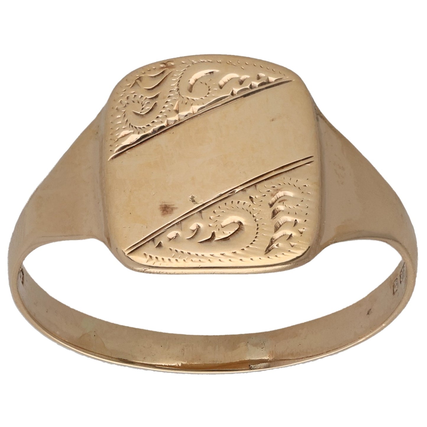 9ct Gold Patterned Signet Ring Size Z