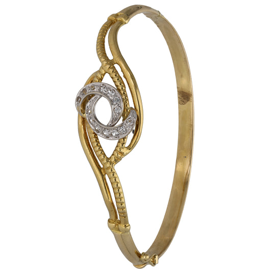 18ct Gold Cubic Zirconia Hinged/Clasp Bangle