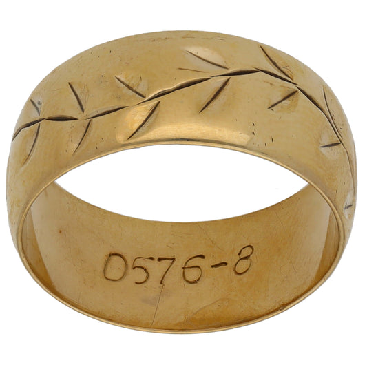 9ct Gold Patterned Wedding Ring Size M