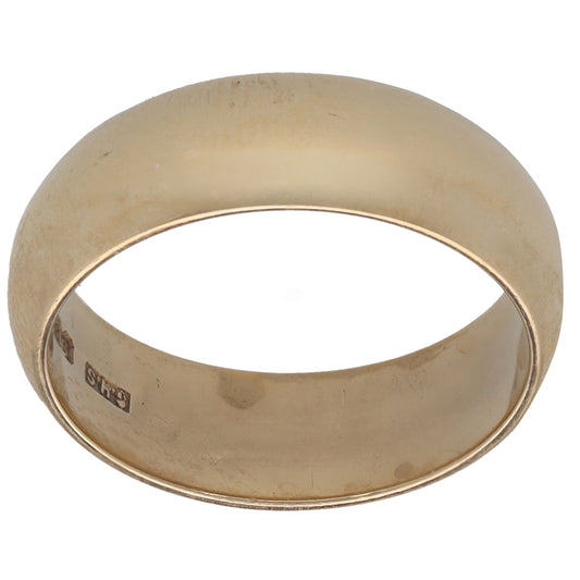 9ct gold plain wedding ring band with smooth, polished finish