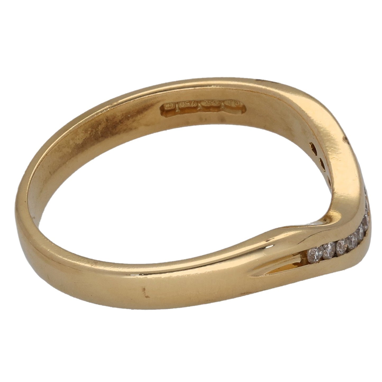 18ct Gold 0.11ct Diamond Wishbone Ring Size M