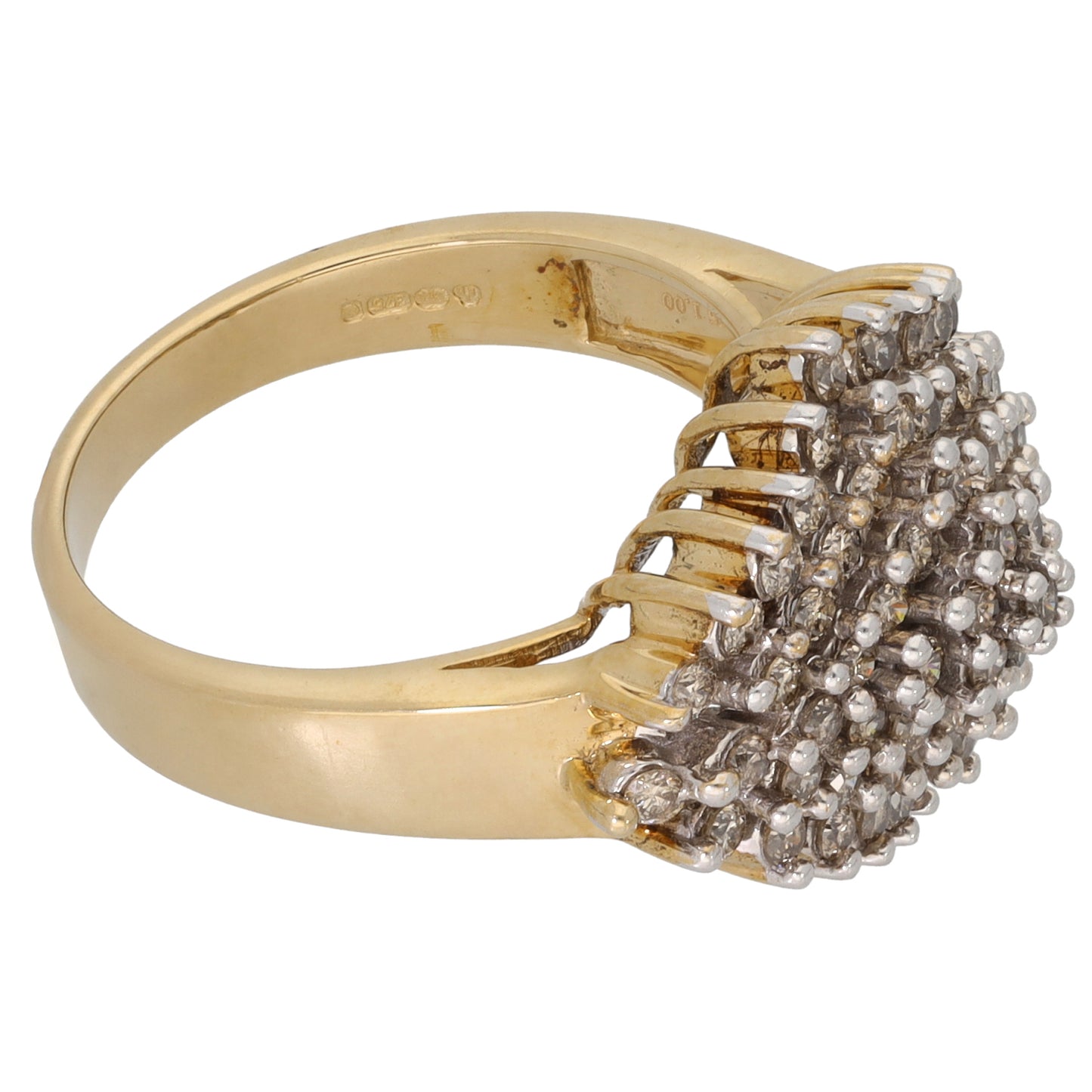 New 9ct Gold 0.99ct Diamond Cluster Ring Sizes L-N