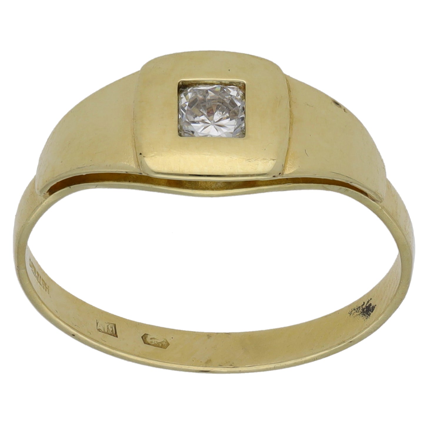 14ct Gold Cubic Zirconia Single Stone Ring Size M