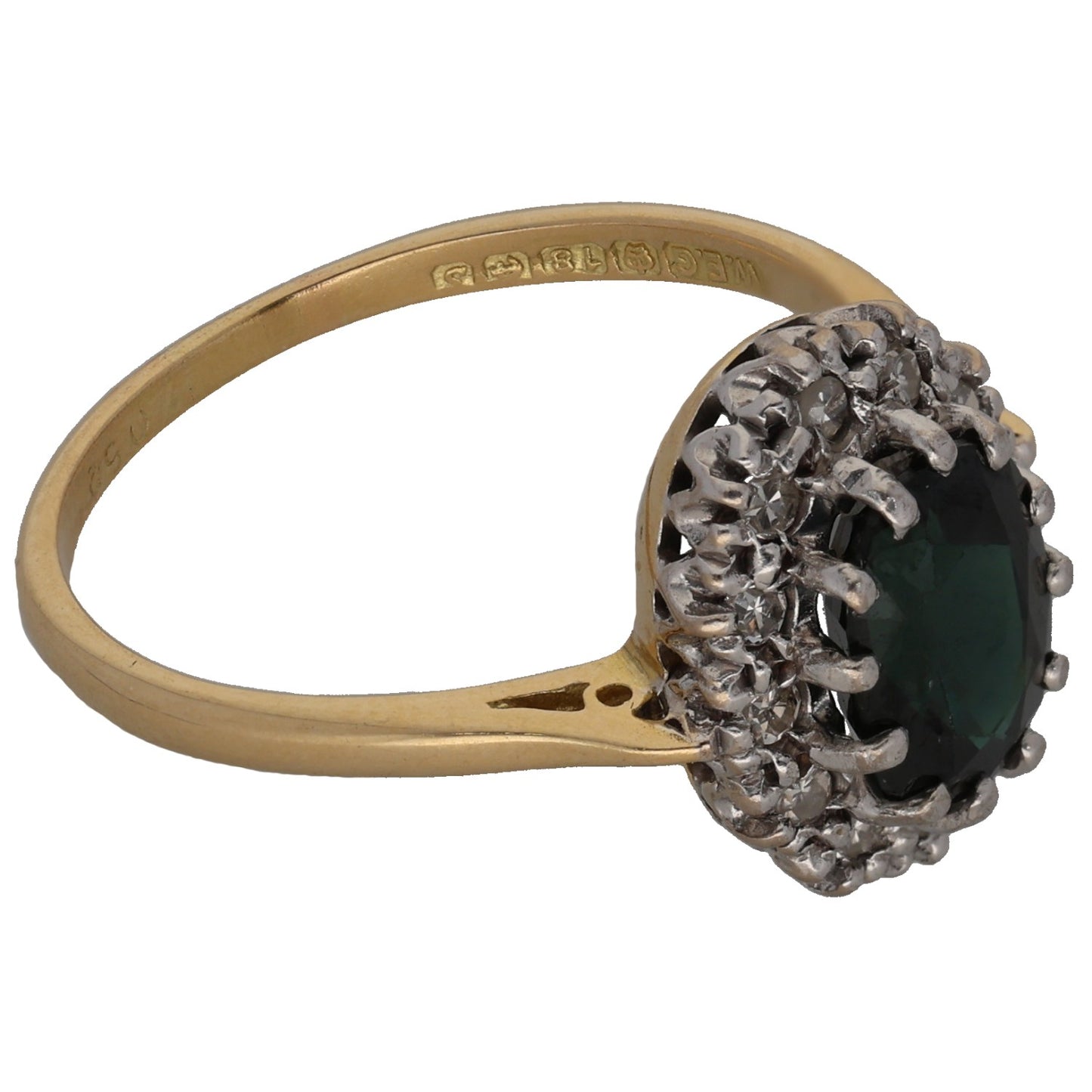 18ct Gold Sapphire & 0.18ct Diamond Dress/Cocktail Ring Size O