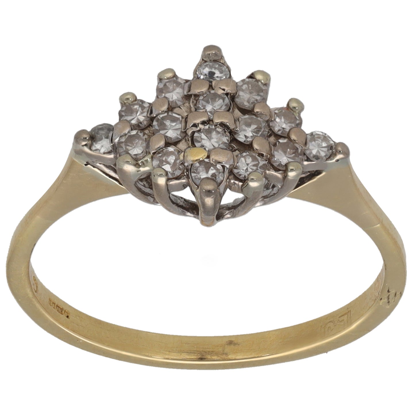 18ct Gold 0.16ct Round Diamond Cluster Ring Size M