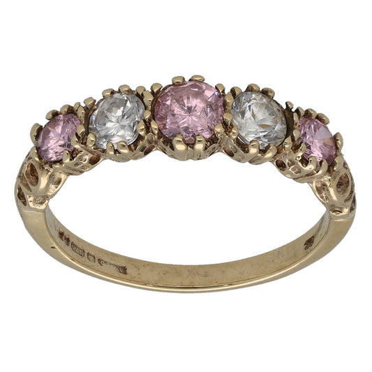 9ct Gold Cubic Zirconia Half Eternity Ring Size P