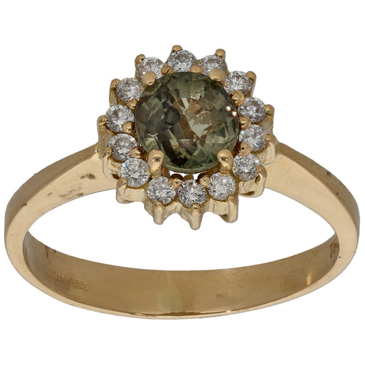 14ct Gold Sapphire & 0.28ct Diamond Dress/Cocktail Ring Size Q