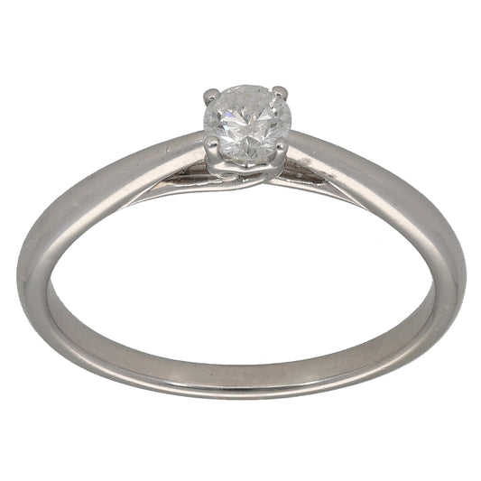 9ct White Gold 0.33ct Diamond Solitaire Ring Size S