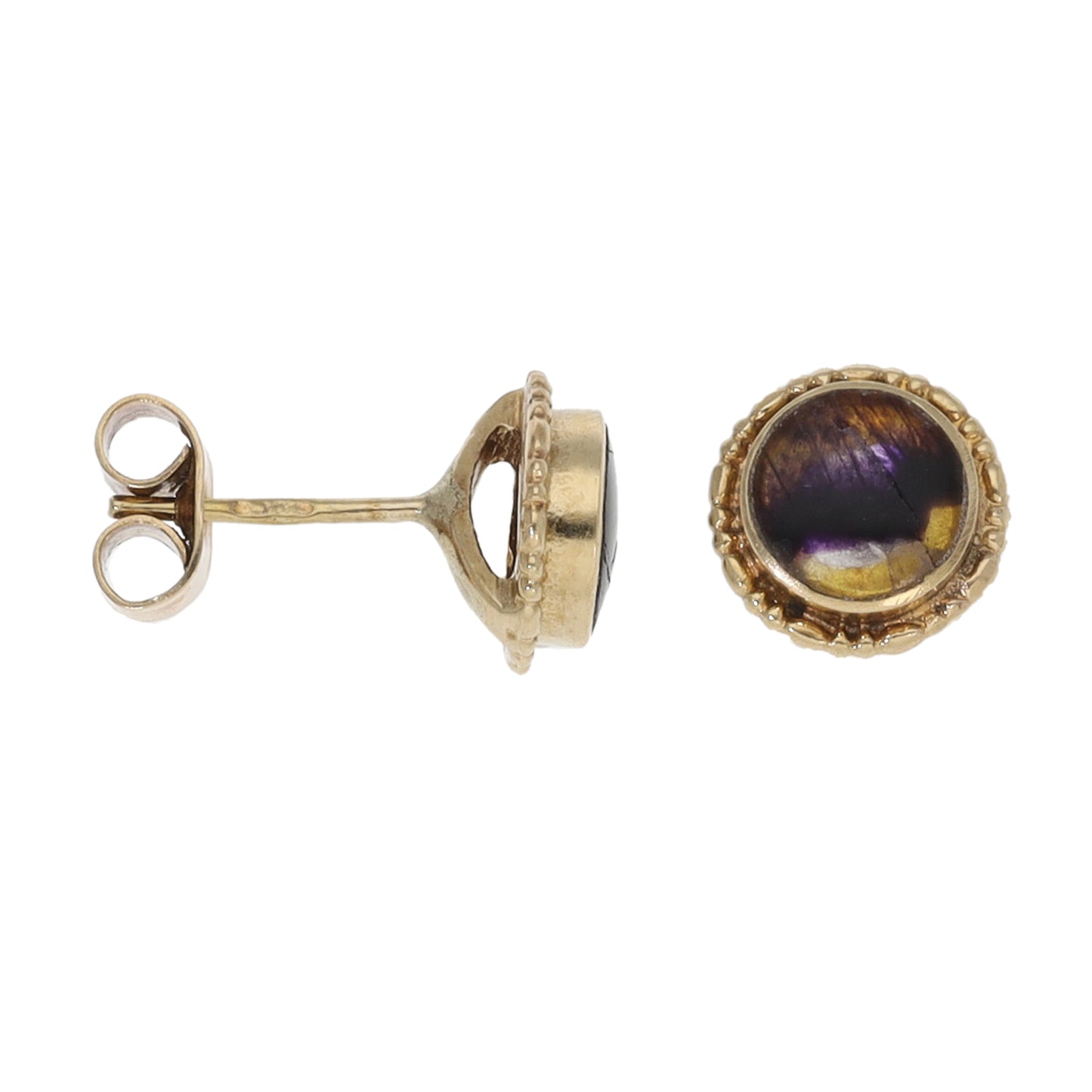 9ct Gold Blue John Solitaire Earrings