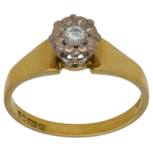 18ct Gold 0.10ct Diamond Solitaire Ring Size M