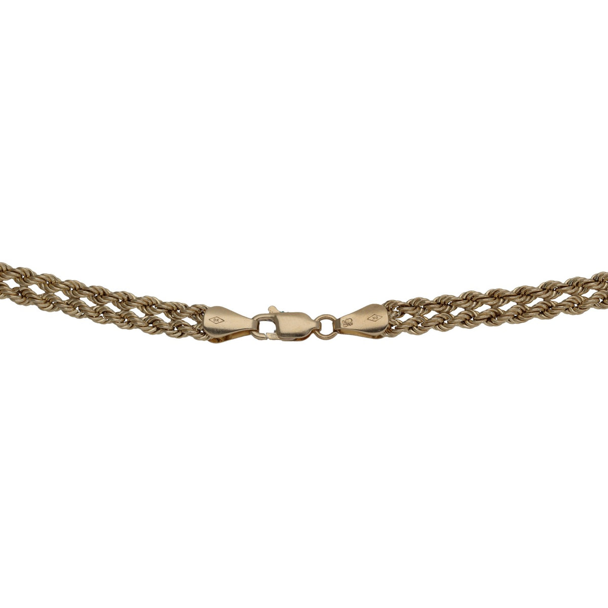 Gold chain necklace with lobster clasp and engraved link sections