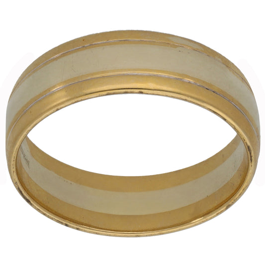 9ct Gold Patterned Wedding Ring Size P