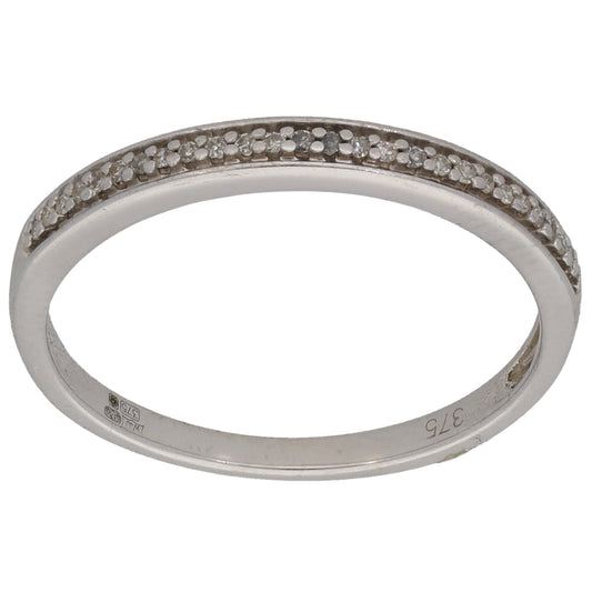 9ct White Gold 0.065ct Diamond Half Eternity Ring Size N