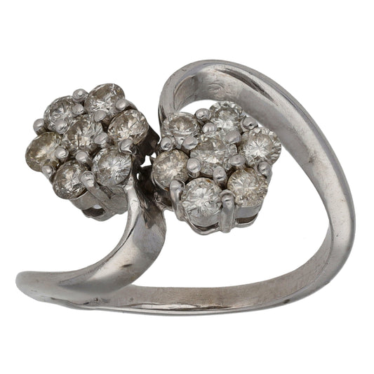 18ct White Gold 0.98ct Diamond Dress/Cocktail Ring Size O