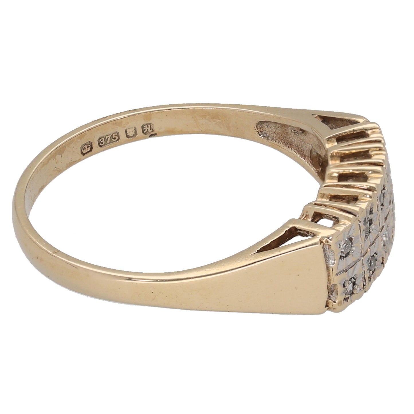 9ct Gold 0.05ct Diamond Half Eternity Ring Size O