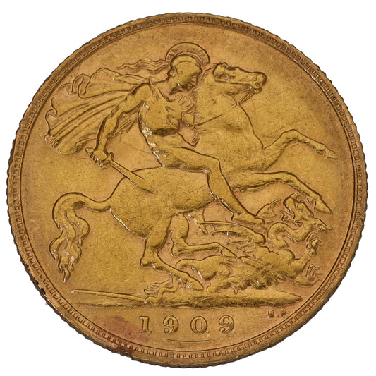 22ct Gold King Edward VII Half Sovereign Coin 1909