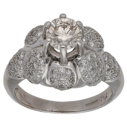 18ct White Gold 1.55ct Diamond Dress/Cocktail Ring Size O