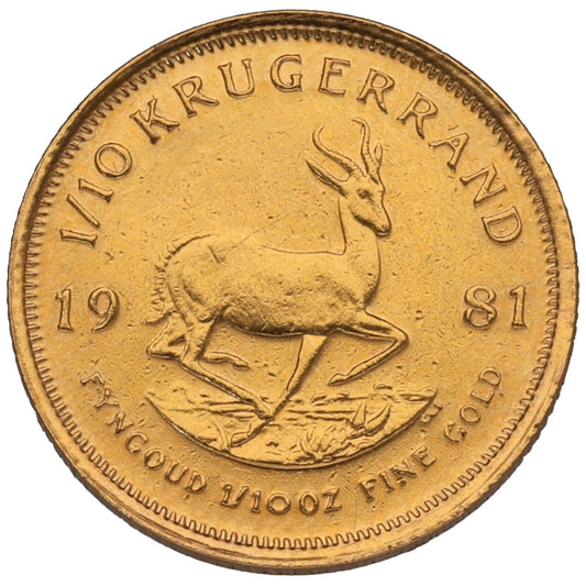 22ct Gold 1/10 OZ Krugerrand Coin 1981