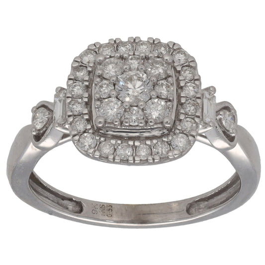 9ct White Gold 0.53ct Diamond Dress/Cocktail Ring Size M