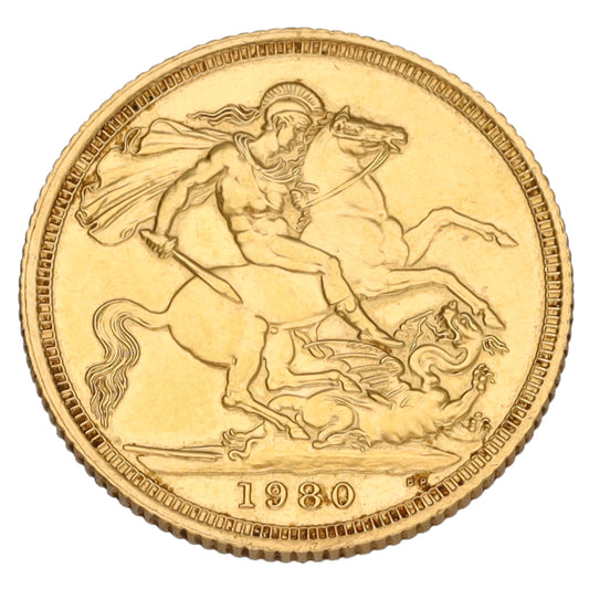 22ct Gold Queen Elizabeth II Full Sovereign Coin 1980
