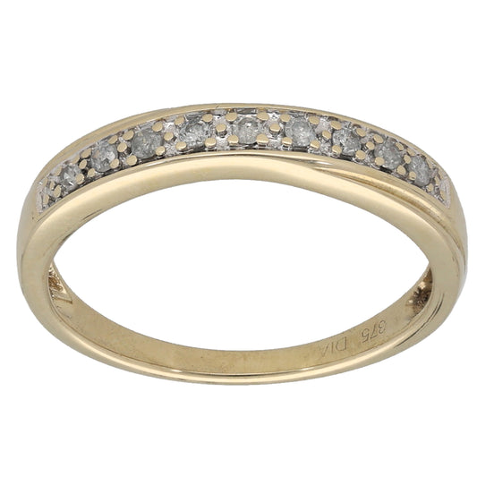 9ct Gold 0.09ct Diamond Half Eternity Ring Size M