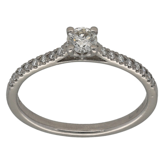 Platinum 0.43ct Diamond Solitaire Ring With Accent Stones Size Q