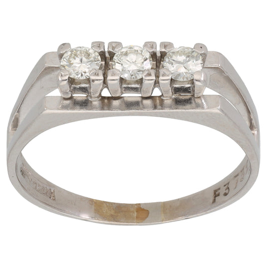 18ct White Gold 0.30ct Diamond Trilogy Ring Size R