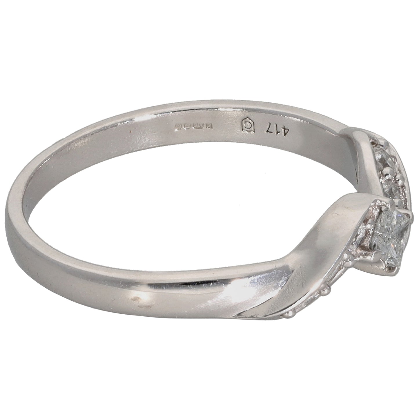 9ct White Gold 0.17ct Diamond Half Eternity Ring Size L
