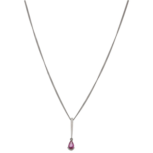 9ct White Gold Sapphire & 0.01ct Diamond Dress/Cocktail Pendant With Chain